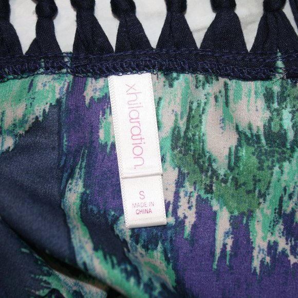 XHILARATION Dress Paisley Tie Dye Peacock Boho Floral Colorful Racerback Lace XS - Picture 7 of 14